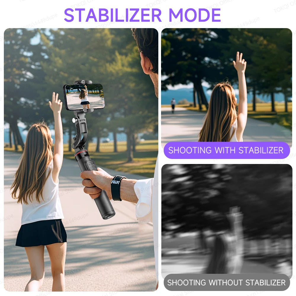 AI Tracking Desktop Gimbal Tripod with Extendable Selfie Stick - 360° Auto-Tracking for Mobile Phones & Vlogging