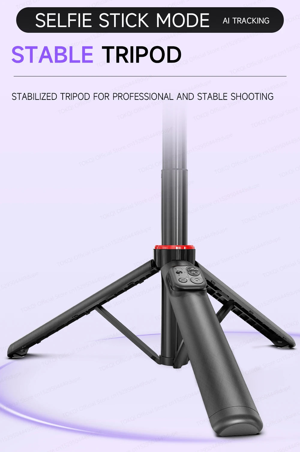 AI Tracking Desktop Gimbal Tripod with Extendable Selfie Stick - 360° Auto-Tracking for Mobile Phones & Vlogging