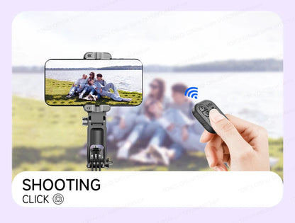 AI Tracking Desktop Gimbal Tripod with Extendable Selfie Stick - 360° Auto-Tracking for Mobile Phones & Vlogging