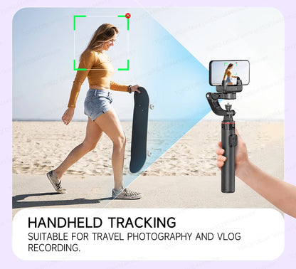 AI Tracking Desktop Gimbal Tripod with Extendable Selfie Stick - 360° Auto-Tracking for Mobile Phones & Vlogging