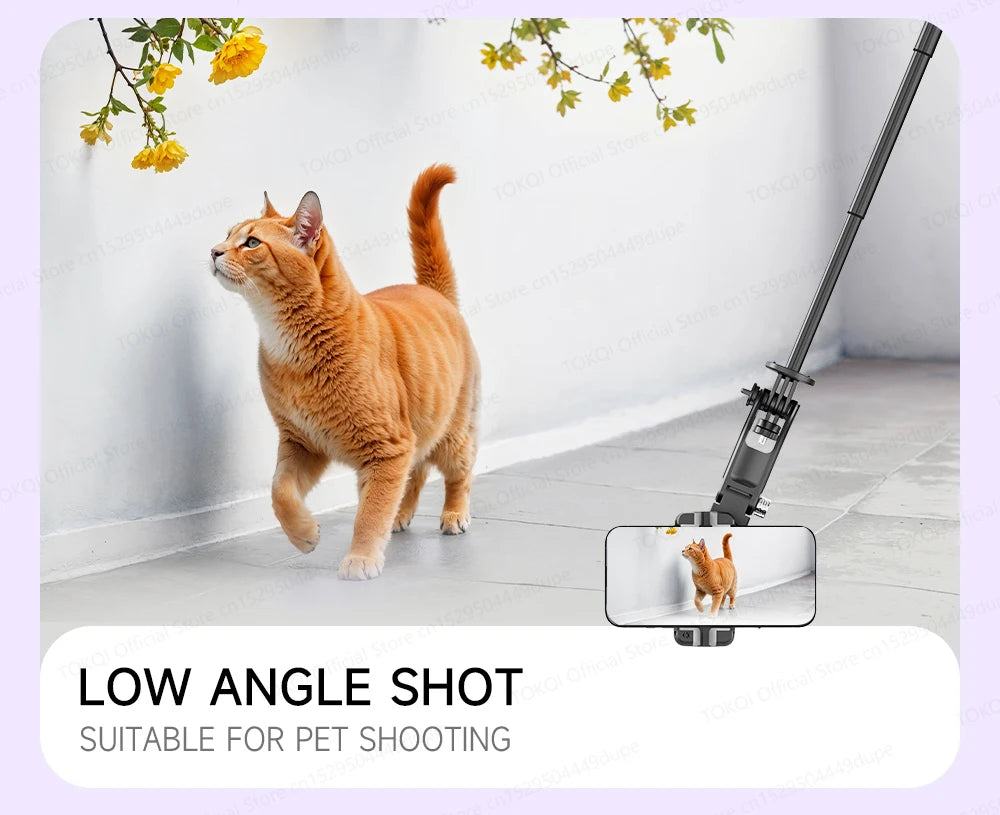 AI Tracking Desktop Gimbal Tripod with Extendable Selfie Stick - 360° Auto-Tracking for Mobile Phones & Vlogging