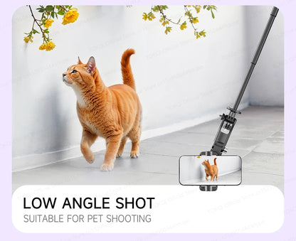 AI Tracking Desktop Gimbal Tripod with Extendable Selfie Stick - 360° Auto-Tracking for Mobile Phones & Vlogging