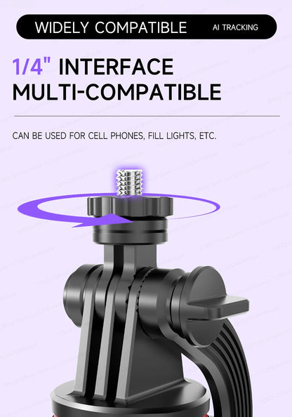 AI Tracking Desktop Gimbal Tripod with Extendable Selfie Stick - 360° Auto-Tracking for Mobile Phones & Vlogging