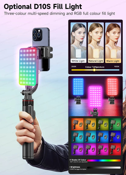 AI Tracking Desktop Gimbal Tripod with Extendable Selfie Stick - 360° Auto-Tracking for Mobile Phones & Vlogging