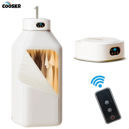 Portable Electric Clothes Dryer with Remote Control - Foldable Laundry Drying Machine