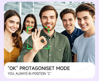 AI Tracking Desktop Gimbal Tripod with Extendable Selfie Stick - 360° Auto-Tracking for Mobile Phones & Vlogging