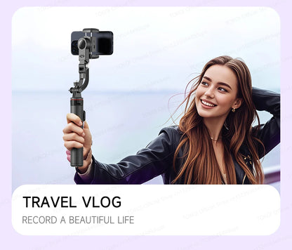 AI Tracking Desktop Gimbal Tripod with Extendable Selfie Stick - 360° Auto-Tracking for Mobile Phones & Vlogging