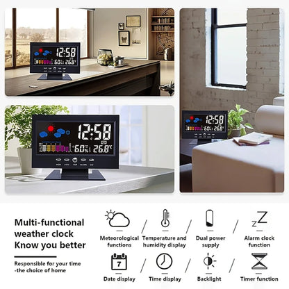 Smart Weather Clock - Digital Display with Temperature, Humidity & Voice-Activated Backlight