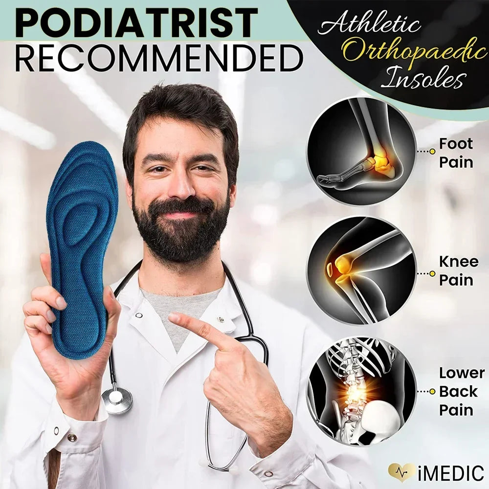 Memory Foam Orthopedic Insoles - 2 Pairs | Antibacterial Deodorizing Shoe Inserts for Sports & Running