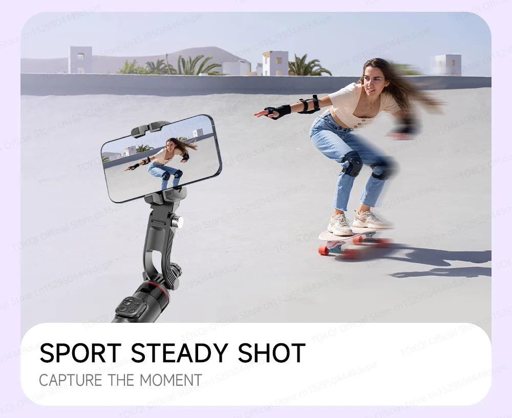 AI Tracking Desktop Gimbal Tripod with Extendable Selfie Stick - 360° Auto-Tracking for Mobile Phones & Vlogging