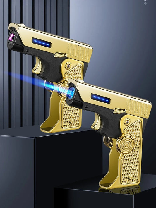 Rechargeable Windproof Lighter - USB-C Electric Plasma Arc Lighter with Folding Gun Design