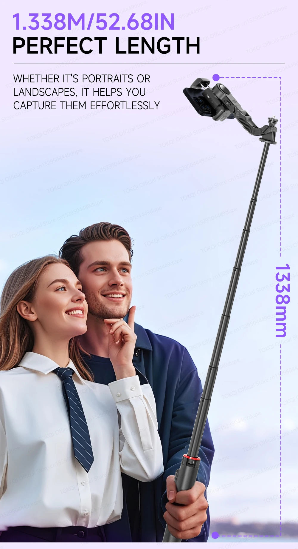 AI Tracking Desktop Gimbal Tripod with Extendable Selfie Stick - 360° Auto-Tracking for Mobile Phones & Vlogging