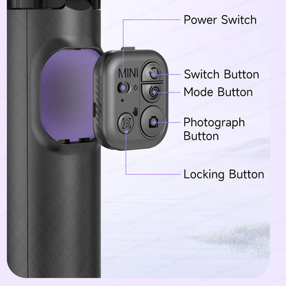 AI Tracking Desktop Gimbal Tripod with Extendable Selfie Stick - 360° Auto-Tracking for Mobile Phones & Vlogging