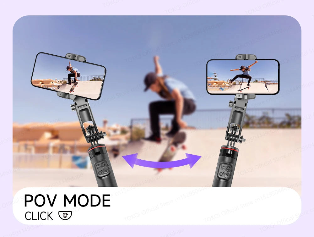 AI Tracking Desktop Gimbal Tripod with Extendable Selfie Stick - 360° Auto-Tracking for Mobile Phones & Vlogging
