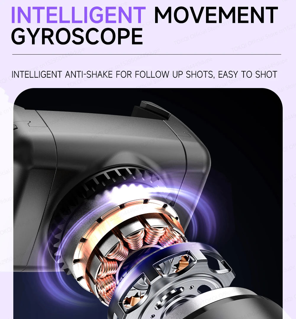 AI Tracking Desktop Gimbal Tripod with Extendable Selfie Stick - 360° Auto-Tracking for Mobile Phones & Vlogging